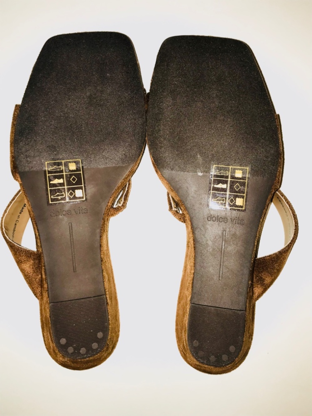 NWT Dolce Vita Quilan Suede Strappy Wedge Sandals Slides Brown Square Toe 6 NIB - Picture 12 of 15